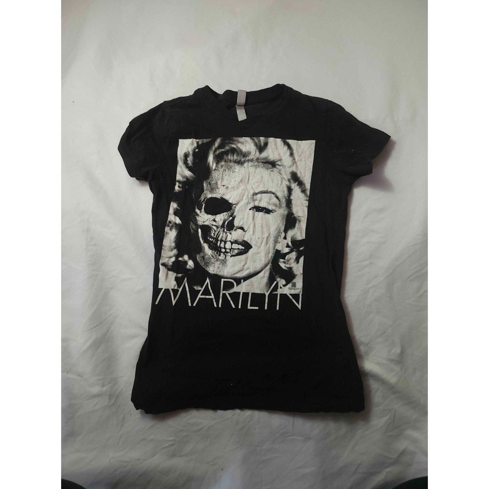 Marilyn Monroe Skull T-Shirt Womens M Black Graphic Memento Mori Edgy Alt Goth
